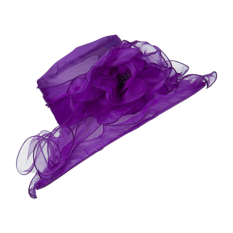 Pleated Trim Brim Ruffle Organza Hat