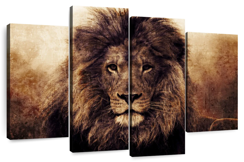 Grunge Lion Head Wall Art