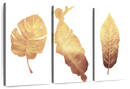 Triple Golden Leaves Wall Art