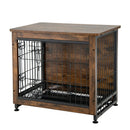 Wooden Dog Crate Furniture with Tray and Double Door-Brown by LJGDeals
