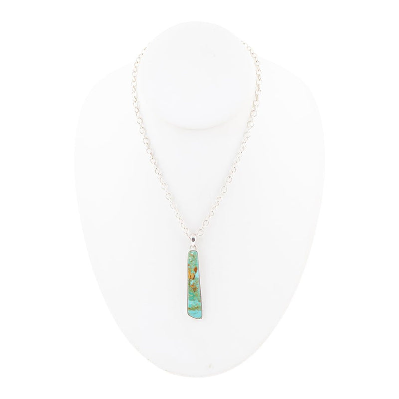 Pueblo Blue Turquoise and Sterling Silver Pendant Necklace