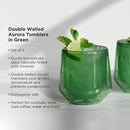 Aurora Double-Walled Tumblers in Green Set of 2 by Viski