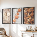 Cozy Fall Wall Art Set of 3. Pumpkins and Autumn Leaves by Wall Art Set