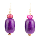 Purple Agate Drop Golden Earrings