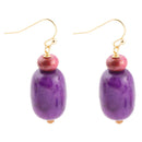 Purple Agate Drop Golden Earrings
