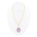 Purple Amethyst Teardrop Golden Chain Necklace