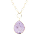 Purple Amethyst Teardrop Golden Chain Necklace
