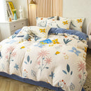 GobekUsa Green Leaf Print Bedding Set: Duvet Cover, Flat Sheet & Pillowcase - Single Queen Size
