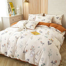 GobekUsa Green Leaf Print Bedding Set: Duvet Cover, Flat Sheet & Pillowcase - Single Queen Size