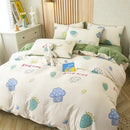 GobekUsa Green Leaf Print Bedding Set: Duvet Cover, Flat Sheet & Pillowcase - Single Queen Size