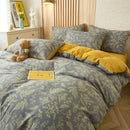 GobekUsa Green Leaf Print Bedding Set: Duvet Cover, Flat Sheet & Pillowcase - Single Queen Size