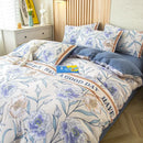 GobekUsa Green Leaf Print Bedding Set: Duvet Cover, Flat Sheet & Pillowcase - Single Queen Size