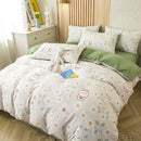 GobekUsa Green Leaf Print Bedding Set: Duvet Cover, Flat Sheet & Pillowcase - Single Queen Size