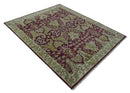Purple and Olive 8x10 Traditional Dragon Oushak Design Hand knotted wool area rug by The Rug Decor