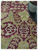 Purple and Olive 8x10 Traditional Dragon Oushak Design Hand knotted wool area rug by The Rug Decor