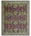 Purple and Olive 8x10 Traditional Dragon Oushak Design Hand knotted wool area rug by The Rug Decor