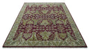 Purple and Olive 8x10 Traditional Dragon Oushak Design Hand knotted wool area rug by The Rug Decor