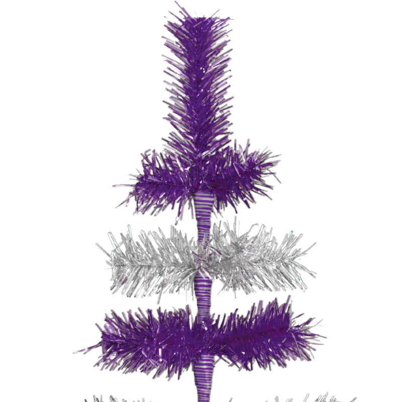 Purple & Silver Layered Tinsel Christmas Tree