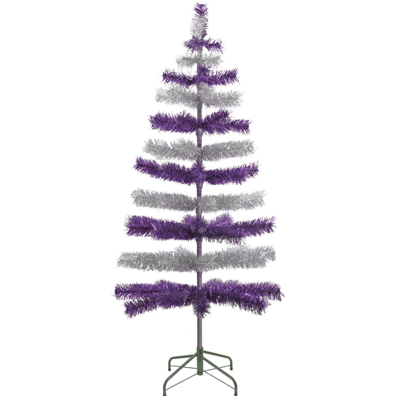 Purple & Silver Layered Tinsel Christmas Tree