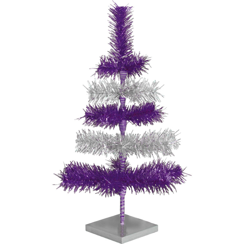 Purple & Silver Layered Tinsel Christmas Tree