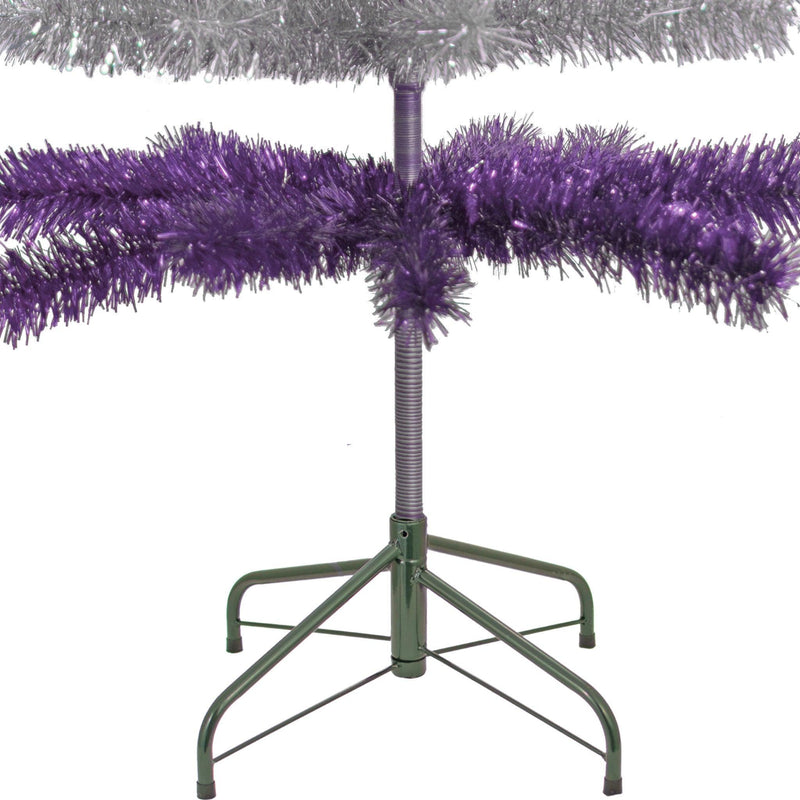 Purple & Silver Layered Tinsel Christmas Tree