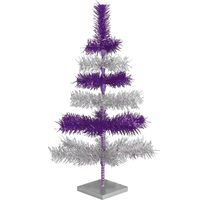 Purple & Silver Layered Tinsel Christmas Tree