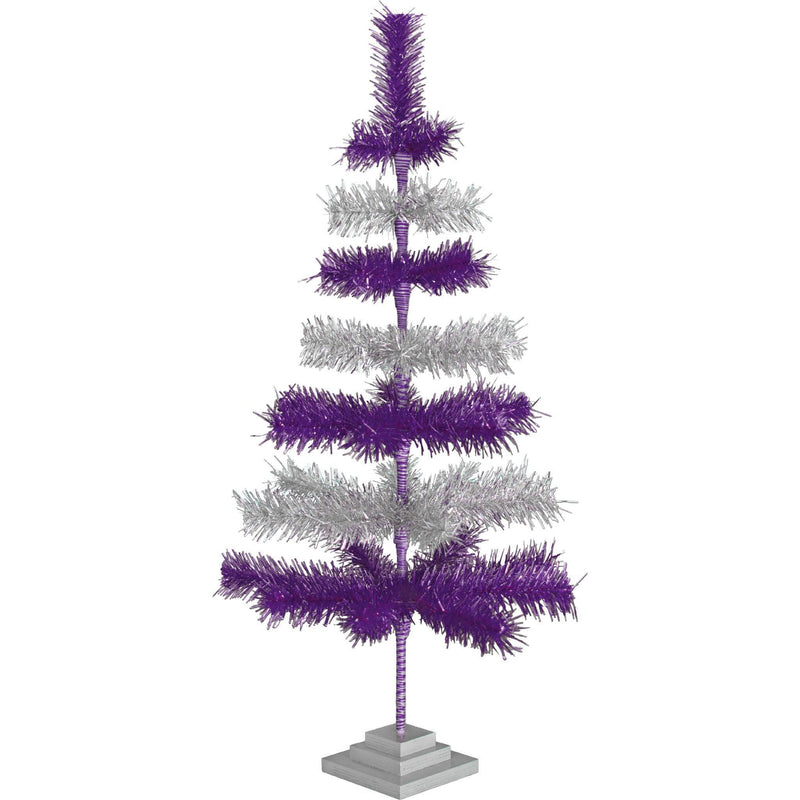 Purple & Silver Layered Tinsel Christmas Tree