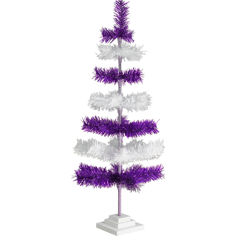 Purple & White Layered Tinsel Christmas Tree