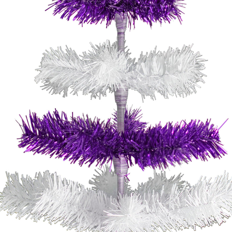 Purple & White Layered Tinsel Christmas Tree