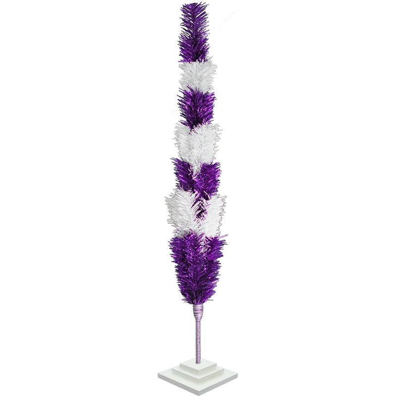 Purple & White Layered Tinsel Christmas Tree