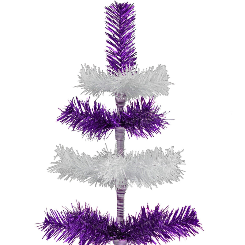 Purple & White Layered Tinsel Christmas Tree