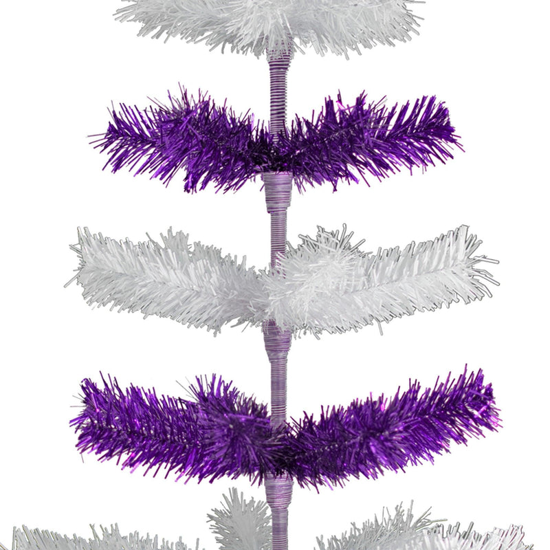 Purple & White Layered Tinsel Christmas Tree