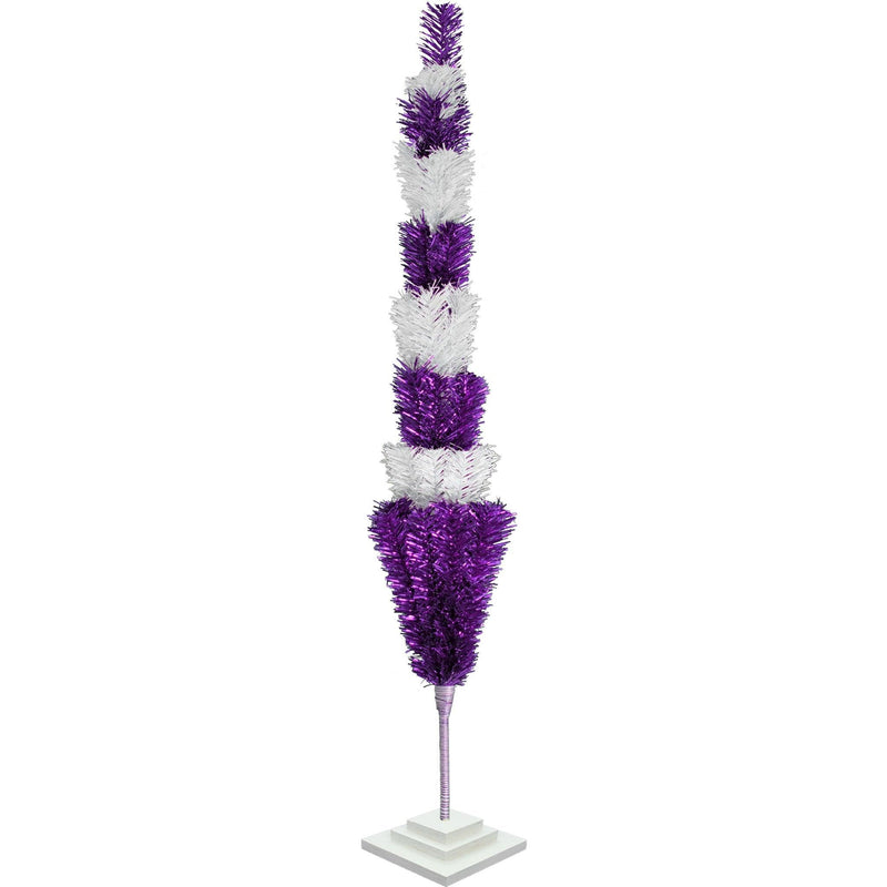 Purple & White Layered Tinsel Christmas Tree