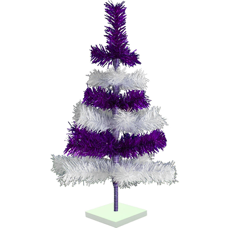 Purple & White Layered Tinsel Christmas Tree