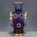 GobekUsa Jun Porcelain Gilded Gemstone Inlaid Vase - Chinese Living Room Ornaments