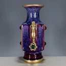 GobekUsa Jun Porcelain Gilded Gemstone Inlaid Vase - Chinese Living Room Ornaments