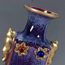 GobekUsa Jun Porcelain Gilded Gemstone Inlaid Vase - Chinese Living Room Ornaments