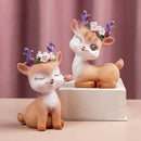 Purple cartoon sika deer resin ornament bedroom decor figurine by Decorbites