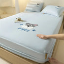 GobekUsa Cartoon Embroidered Fitted Sheet Single Bed Cover, 100% Cotton, All Seasons, Anti-Slip