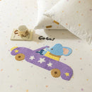 GobekUsa Cartoon Embroidered Fitted Sheet Single Bed Cover, 100% Cotton, All Seasons, Anti-Slip