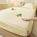 GobekUsa Cartoon Embroidered Fitted Sheet Single Bed Cover, 100% Cotton, All Seasons, Anti-Slip