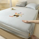 GobekUsa Cartoon Embroidered Fitted Sheet Single Bed Cover, 100% Cotton, All Seasons, Anti-Slip