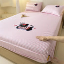 GobekUsa Cartoon Embroidered Fitted Sheet Single Bed Cover, 100% Cotton, All Seasons, Anti-Slip
