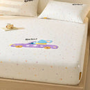 GobekUsa Cartoon Embroidered Fitted Sheet Single Bed Cover, 100% Cotton, All Seasons, Anti-Slip