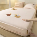 GobekUsa Cartoon Embroidered Fitted Sheet Single Bed Cover, 100% Cotton, All Seasons, Anti-Slip