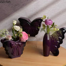 GobekUsa Dark Butterfly Ceramic Vase for Table Decoration and Floral Arrangement