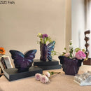 GobekUsa Dark Butterfly Ceramic Vase for Table Decoration and Floral Arrangement