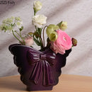 GobekUsa Dark Butterfly Ceramic Vase for Table Decoration and Floral Arrangement