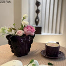 GobekUsa Dark Butterfly Ceramic Vase for Table Decoration and Floral Arrangement