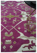 Purple, Ivory and Olive Traditional Hand knotted Oriental Oushak 9x12 wool Area Rug by The Rug Decor